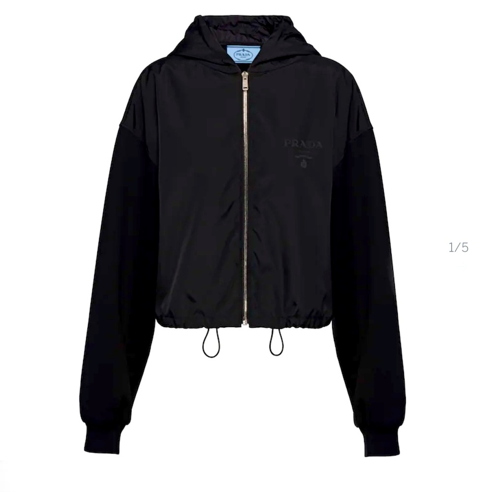 Prada Cropped Double Jersey And Nylon Hoodie